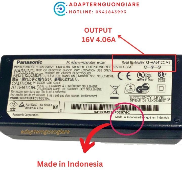 Sạc laptop Panasonic 16v 2.5a / 2.8a /3.75a /4.06a hàng zin bóc máy