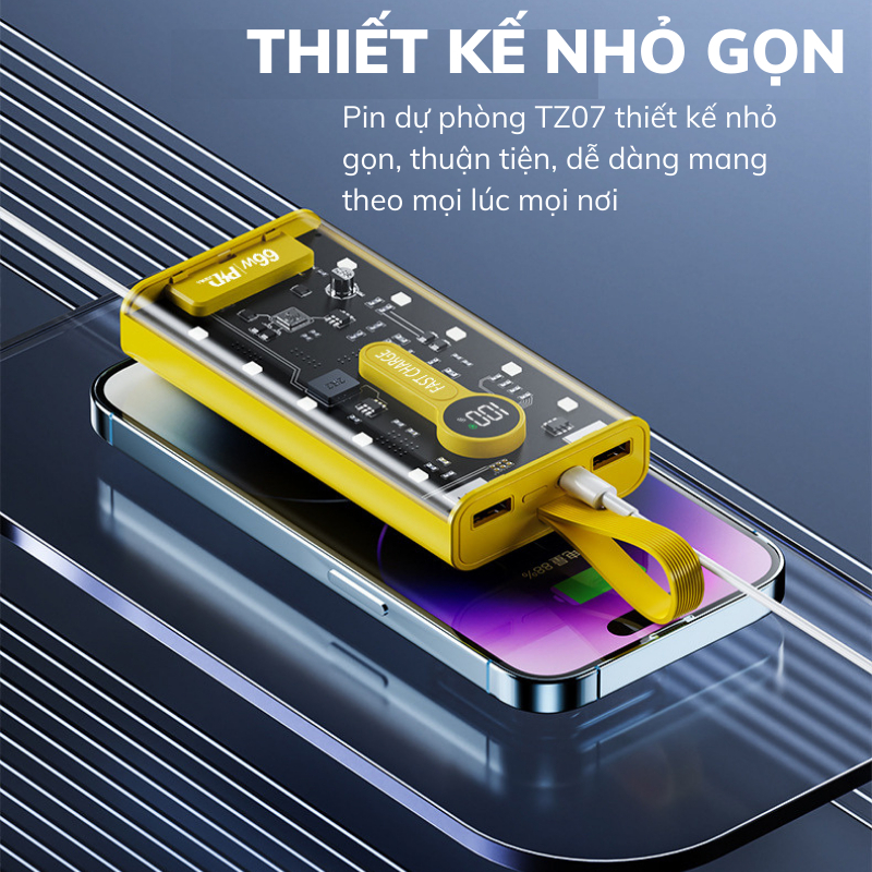 Sạc Dự Phòng 20000mAh - 66W sạc siêu nhanh, Có Màn Hình Hiển Thị, 2 Cổng USB, 1 Cổng Sạc Nhanh TypeC