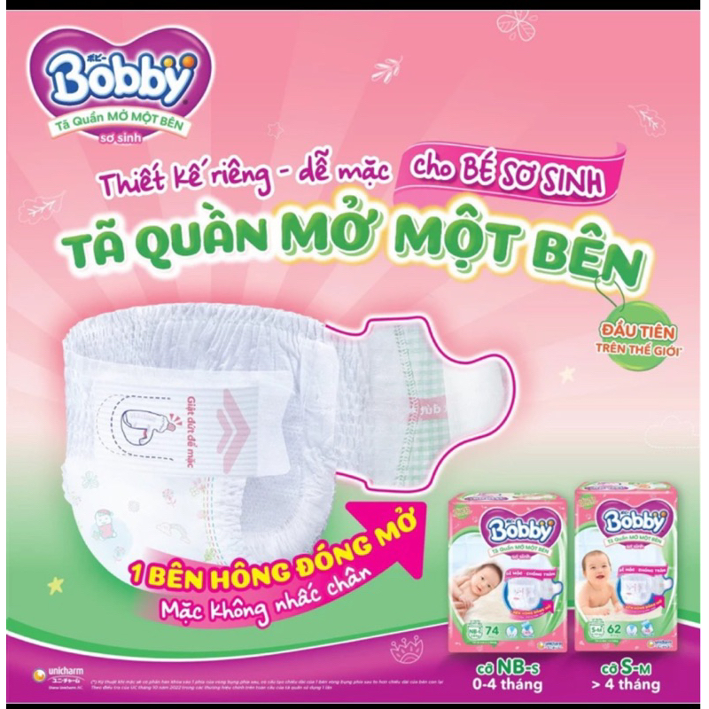 Tã quần Bobby mở 1 bên cho bé từ 3-8kg gói 4 miếng