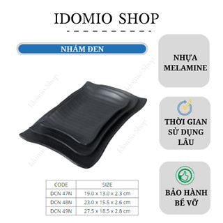 Dĩa Chữ Nhật Melamine  Đen Nhám (DCN47N)