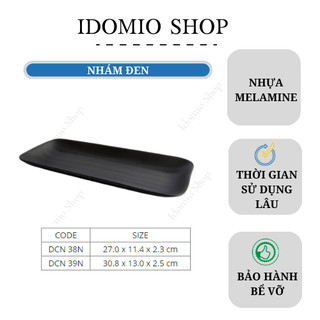 Dĩa Chữ Nhật Dài Size Nhỏ Nhựa Melamine Kiểu Nhám Đen(DCN38N)