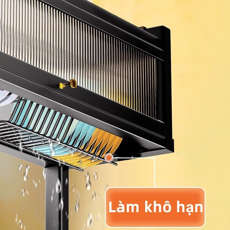 Kệ Úp Chén Bát Đũa Trên Bồn Rửa Đa Năng Có Nắp Đậy 85cm, 95cm Sơn Tĩnh Điện
