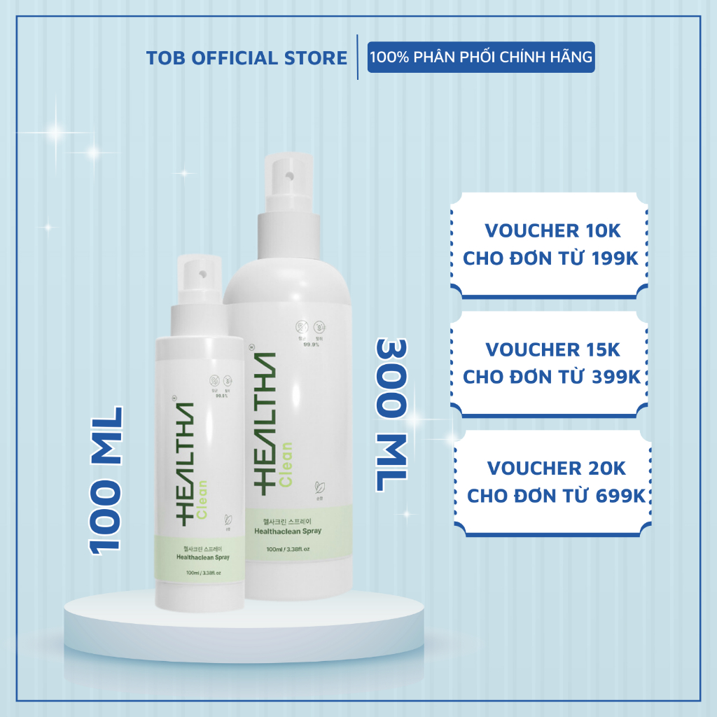 Combo 2 Xịt Khử Mùi Khử Khuẩn Healtha Clean 100ml & 300ml Đa Năng An Toàn Cho Người Và Động Vật