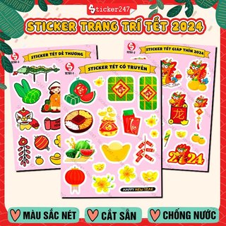 Sticker Tết Trang Trí Bao Lì Xì, Thiệp 🌈𝑭𝒓𝒆𝒆𝒔𝒉𝒊𝒑 Decal Chống Nước Chúc Mừng năm Mới Dán Nón Bảo Hiểm, Tem Dán Xe 2024
