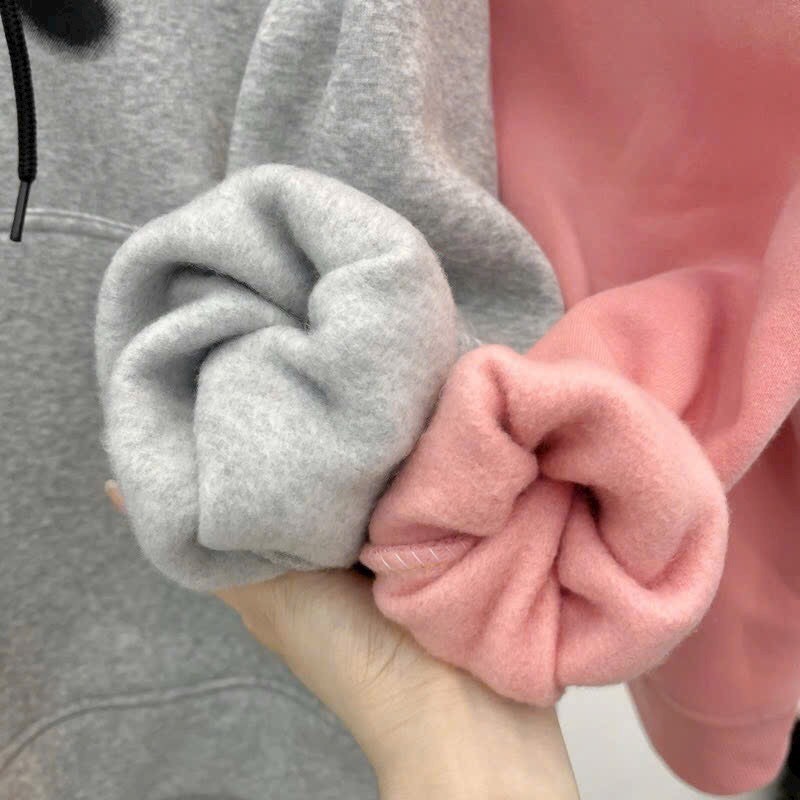 Áo khoác hoodie nỉ bông nữ  tay phồng form rộng thời trang
