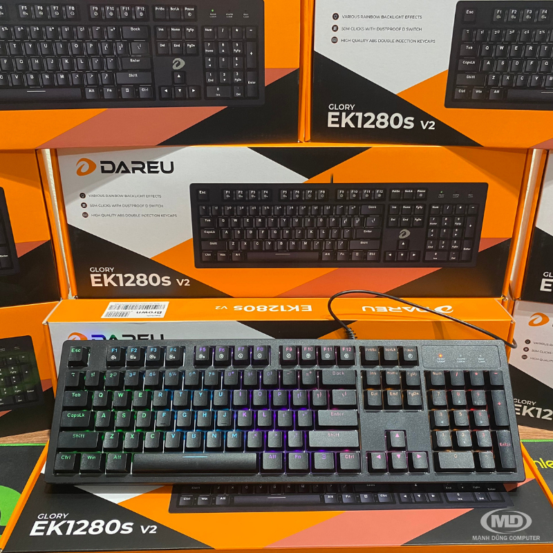 Bàn Phím Cơ DAREU 1280s V2 Black | Blue switch | Chính hãng bảo hành 24 Tháng