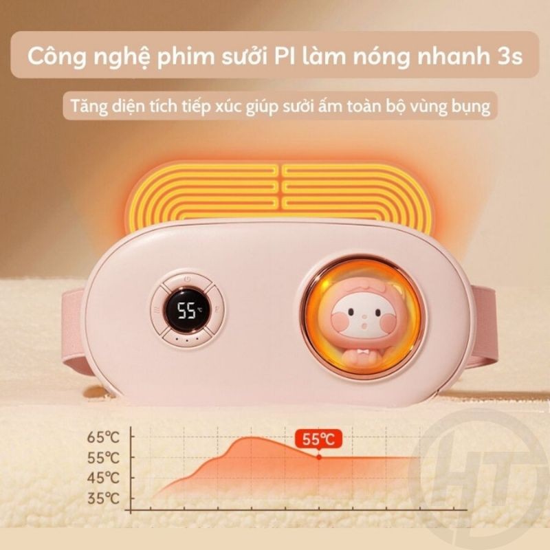 Máy massage làm ấm bụng, giảm đau bụng đau lưng cho bạn gái đến Kì, Đai đeo chườm nóng giảm đau bụng kinh nguyệt