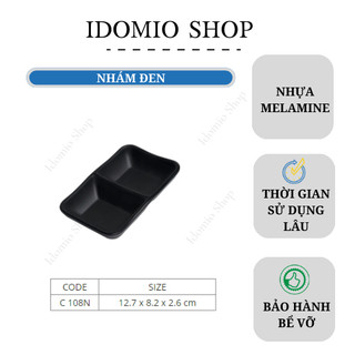 Khay Nước Chấm 2 Ngăn Nhựa Melamine Màu Đen  – C108N