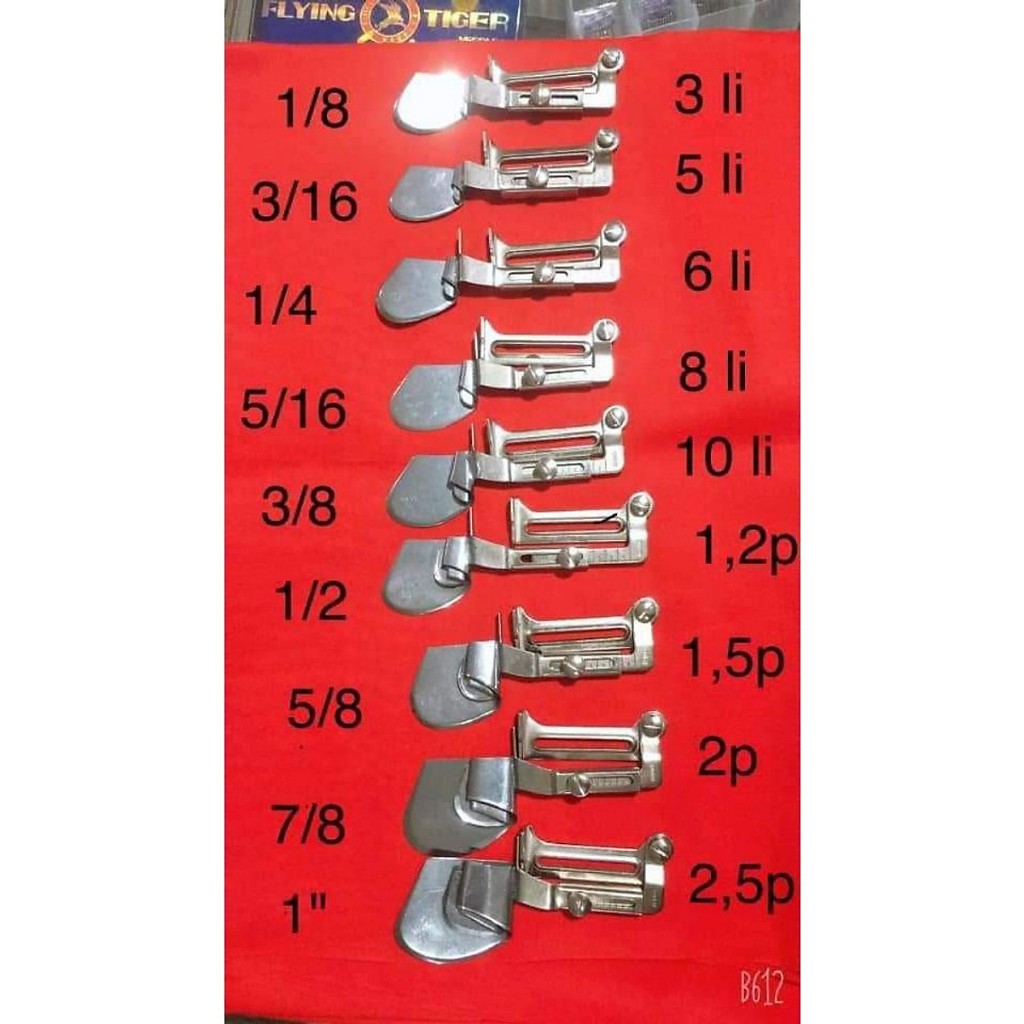 (ĐỦ SIZE) Cữ cuốn gấu 203 cuốn lai, cuốn biên máy may công nghiệp (không kèm ốc) , cữ 203 đa năng 1/2-3/4(12-20mm)