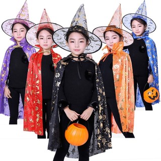 Áo Choàng Phù Thuỷ Kèm Mũ Hóa Trang Cho Bé Trai Bé Gái Trong Lễ Hội Halloween