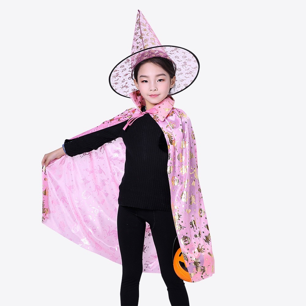 Áo Choàng Phù Thuỷ Kèm Mũ Hóa Trang Cho Bé Trai Bé Gái Trong Lễ Hội Halloween