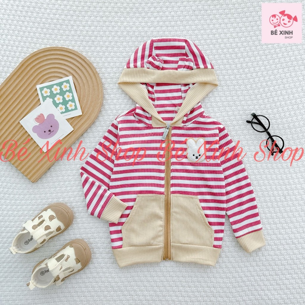 Áo Khoác Gió Chống Nắng Cho Trẻ Em Trai Gái 8-22kg  Áo Khoác Gân Tăm Có Nón Cho Bé Trai Bé Gái AK SỌC GÂN