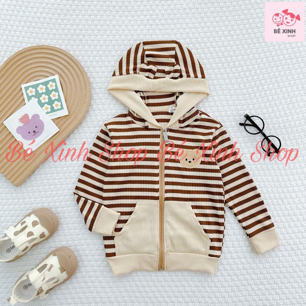 Áo Khoác Gió Chống Nắng Cho Trẻ Em Trai Gái 8-22kg  Áo Khoác Gân Tăm Có Nón Cho Bé Trai Bé Gái AK SỌC GÂN