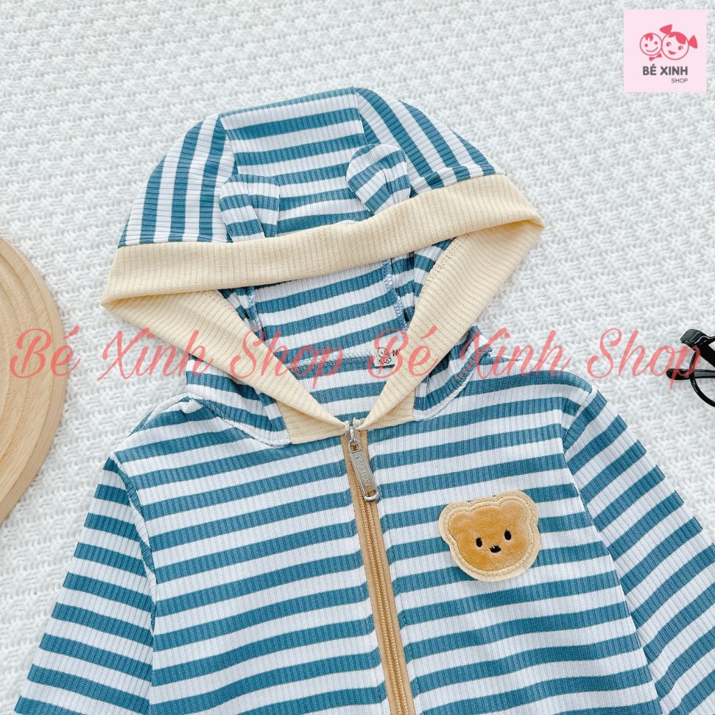 Áo Khoác Gió Chống Nắng Cho Trẻ Em Trai Gái 8-22kg  Áo Khoác Gân Tăm Có Nón Cho Bé Trai Bé Gái AK SỌC GÂN