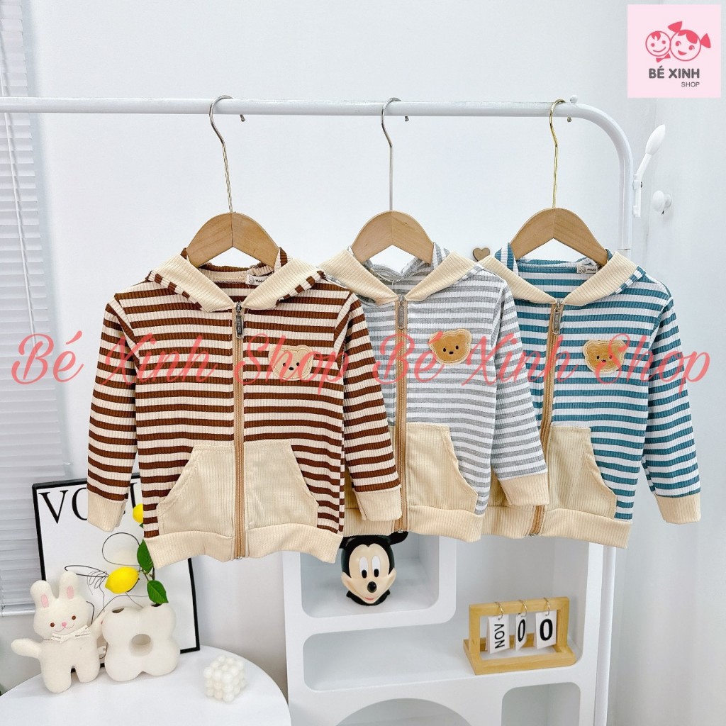 Áo Khoác Gió Chống Nắng Cho Trẻ Em Trai Gái 8-22kg  Áo Khoác Gân Tăm Có Nón Cho Bé Trai Bé Gái AK SỌC GÂN