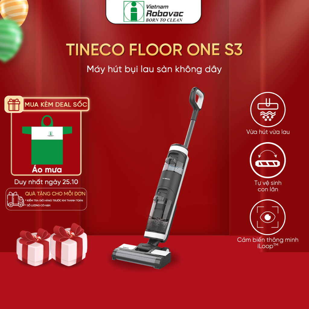 Máy hút bụi lau sàn khô và ướt Tineco FLOOR ONE S3 – Bản quốc tế – Bảo hành 24 tháng