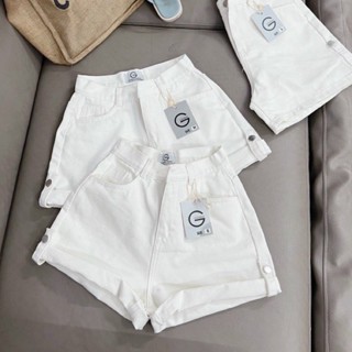 Quần short đùi jean kaki gấp gối gài nút, Quần short nữ quần short kaki jeans nữ lưng cao ống rộng ôm eo xắn gấu