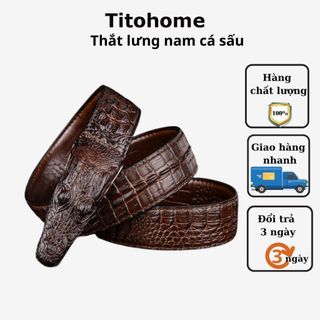 Thắt Lưng Da Nam Hình Cá Sấu Siêu Đẹp Khóa cài dây dài 1m2 dây nịt nam Thời Trang Sang Trọng Mạnh Mẽ Dễ Phối Đồ
