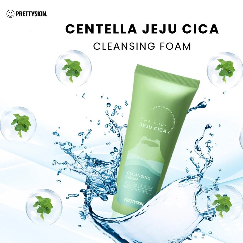 Sữa Rửa Mặt Chiết Xuất Rau Má Đảo Jeju Pretty Skin The Pure Jeju Cica Cleansing Foam 150ml