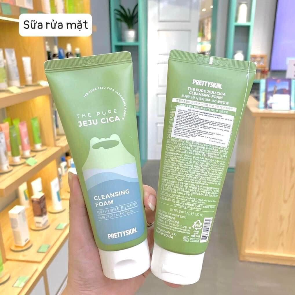 Sữa Rửa Mặt Chiết Xuất Rau Má Đảo Jeju Pretty Skin The Pure Jeju Cica Cleansing Foam 150ml