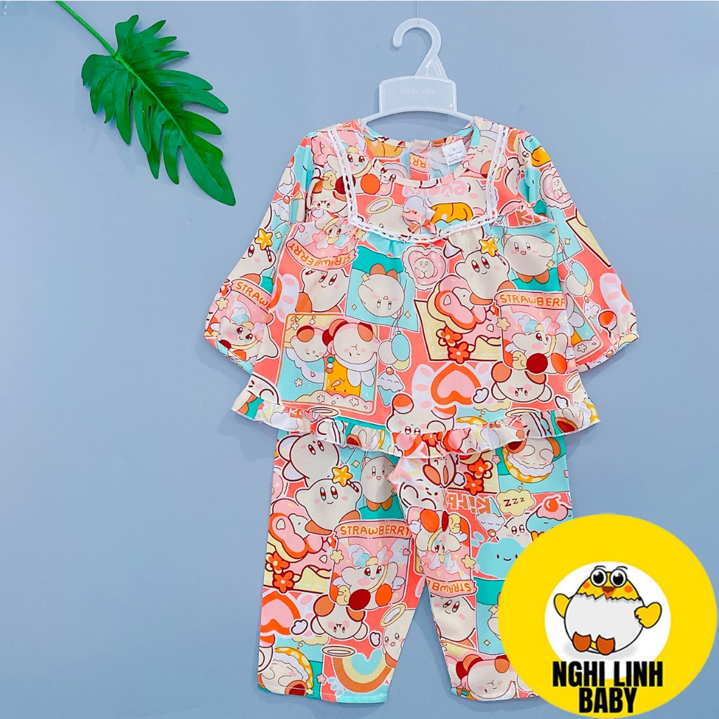 Đồ bộ bé gái, đồ mặc nhà nữ tole/ tone lanh tay dài quần dài quần áo trẻ em có size từ 8-38kg - Nghi Linh Baby