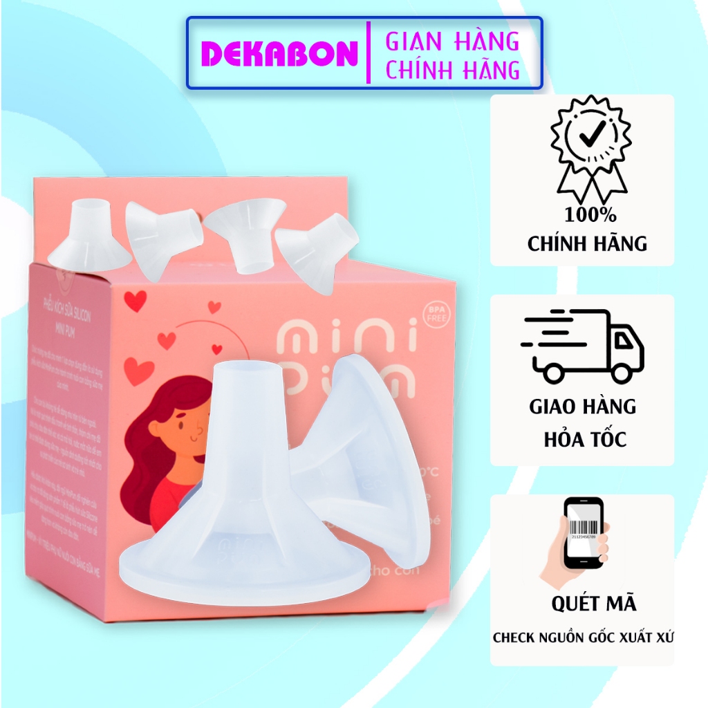Phễu hút sữa Silicon Mini Pum FDA - Kích sữa an toàn, êm ái, không đau rát, nứt cổ gà, nhập khẩu chính hãng