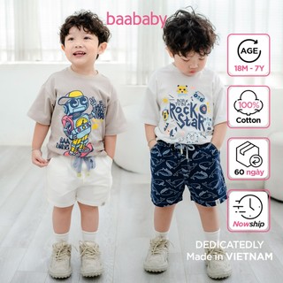 Quần short bé trai, quần short kaki cho bé trai kiểu dáng basic từ 1- 10 tuổi Baa Baby -QU04N