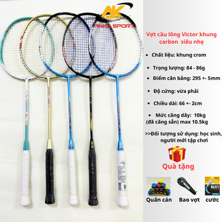 Vợt cầu lông Victor khung carbon siêu bền căng sẵn 10,5kg tặng kèm bao vợt, căng dây và cuốn cán - ANKO SPORT