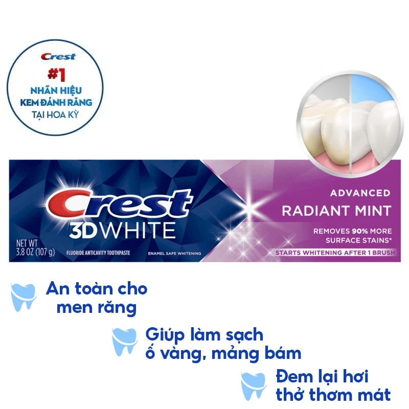 Kem Đánh Trắng Răng Làm Sạch Sâu Crest Complete Whitening + Deep Clean