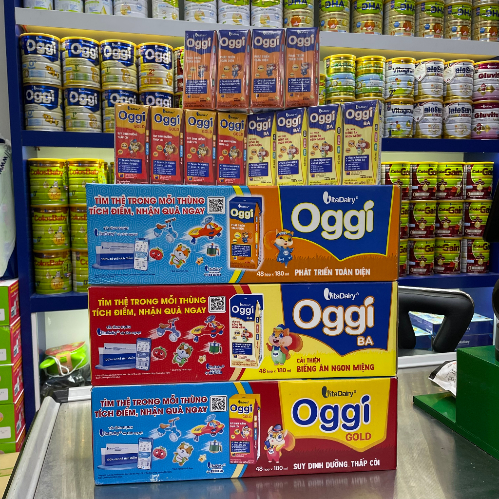 Oggi Sữa Uống Dinh Dưỡng Đủ Loại _Phát Triển Toàn Diện/ BA/Gold-Thùng 48 Hộp 180ml