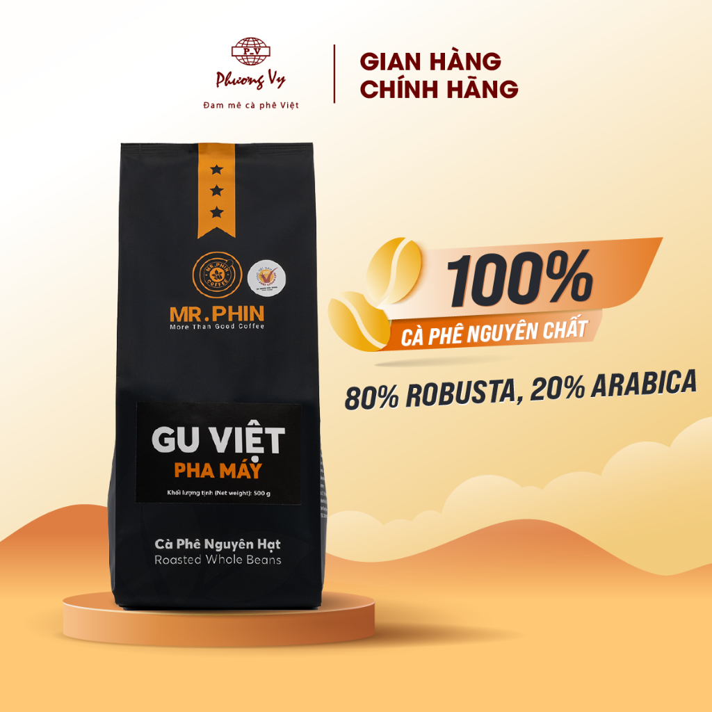 Cà phê Gu Việt Pha Máy 500g hậu vị cân bằng, 100% Cà Phê Nguyên Chất Mr. Phin Coffee