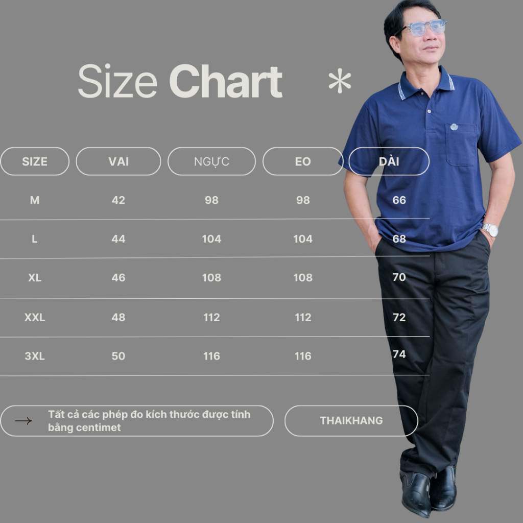 Áo thun nam trung niên Thái Khang form rộng vải coton mềm có cổ có túi ATHUN12