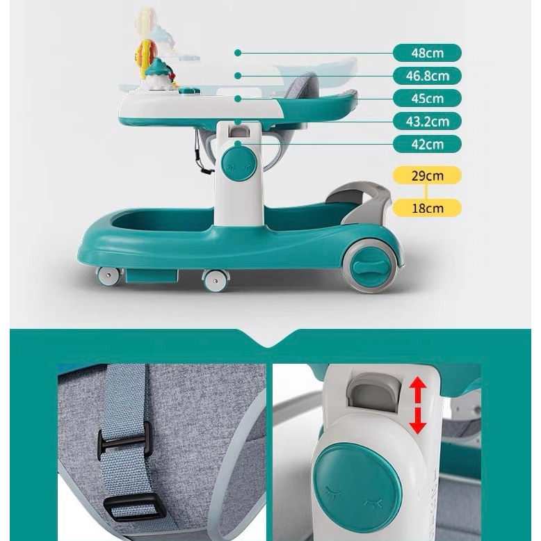 Xe tập đi chữ U cho bé. Xe tập đi cao cấp có nhạc và bàn ăn