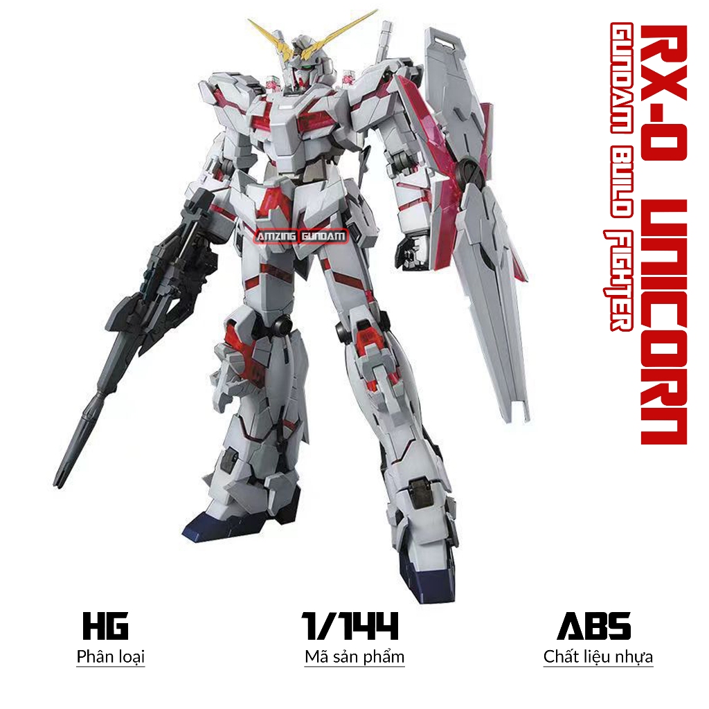 Mô hình Gundam HG RX-0 Unicorn, 1/144 Gunpla, Mô hình nhựa, Xếp hình sưu tầm