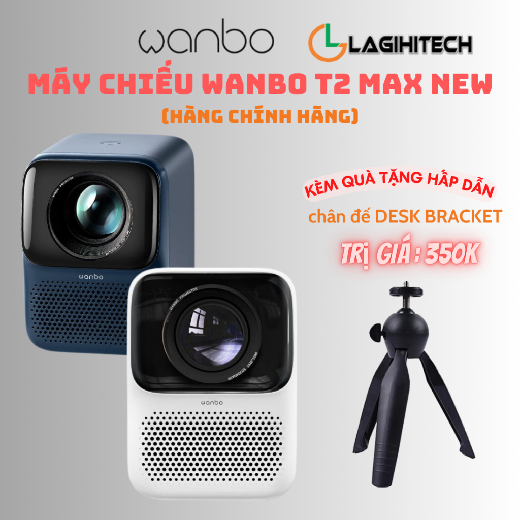 Máy Chiếu Wanbo T2 MAX Full HD 1080p New 2023 Android 9.0, 1GB+16G, Công nghệ LCD - Hàng Chính Hãng - Bảo Hành 12 Tháng