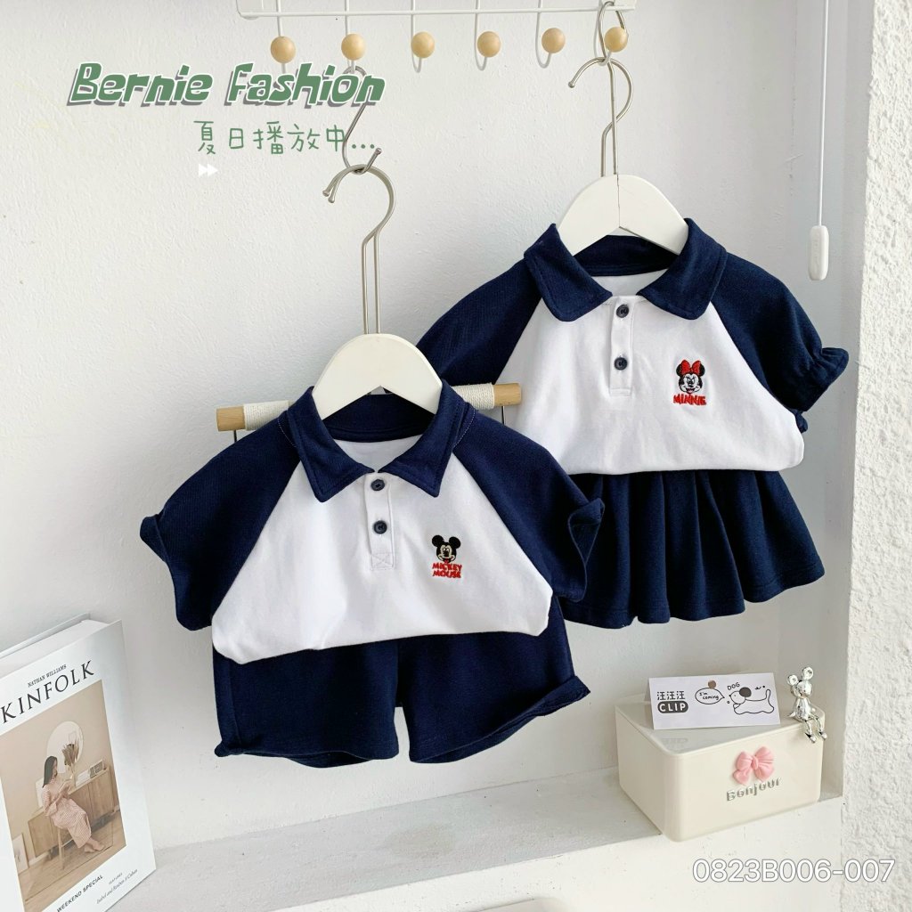 Bộ áo polo đồng phục BERNIE phong cách Hàn Quốc cho bé trai bé gái đi chơi đi học BE107