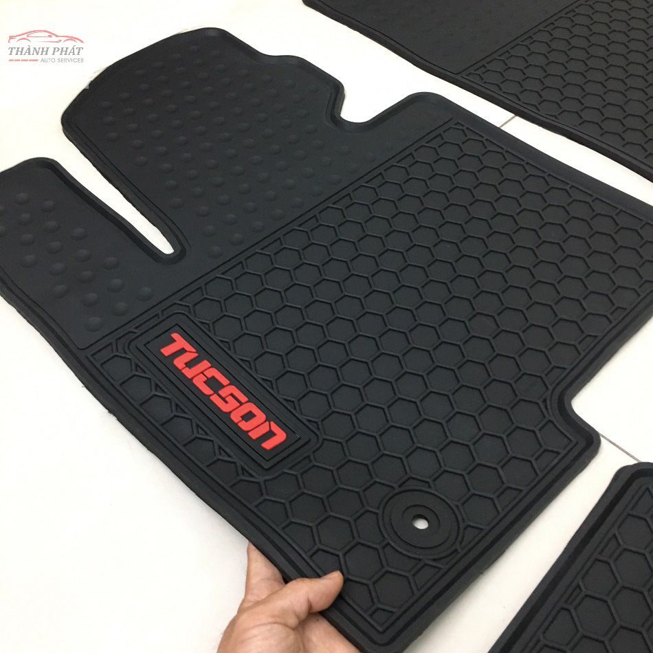 Thảm Sàn, Thảm Lót Sàn 3D Họa Tiết Tổ Ong Xe Hyundai Tucson 2022-2023  Loại 1 Chữ Đỏ