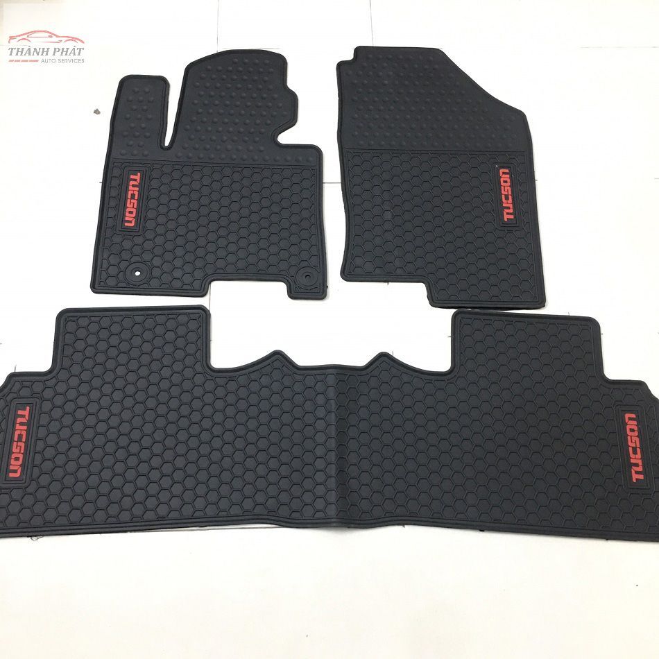 Thảm Sàn, Thảm Lót Sàn 3D Họa Tiết Tổ Ong Xe Hyundai Tucson 2022-2023  Loại 1 Chữ Đỏ
