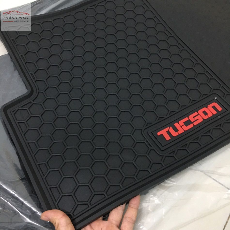 Thảm Sàn, Thảm Lót Sàn 3D Họa Tiết Tổ Ong Xe Hyundai Tucson 2022-2023  Loại 1 Chữ Đỏ
