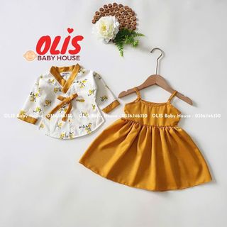Hanbok Hàn quốc, đầm bé gái sơ sinh, váy thôi nôi cho bé OLIS Baby House, size 4 - 18 kg