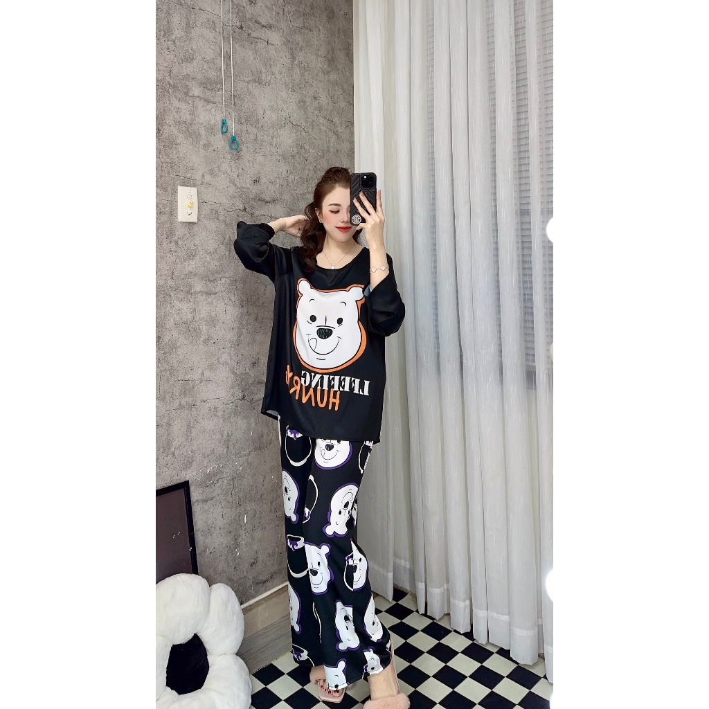 SET BỘ BIGSIZE TAY DÀI QUẦN DÀI  CỔ TRÒN LỤA LATIN - -TD394