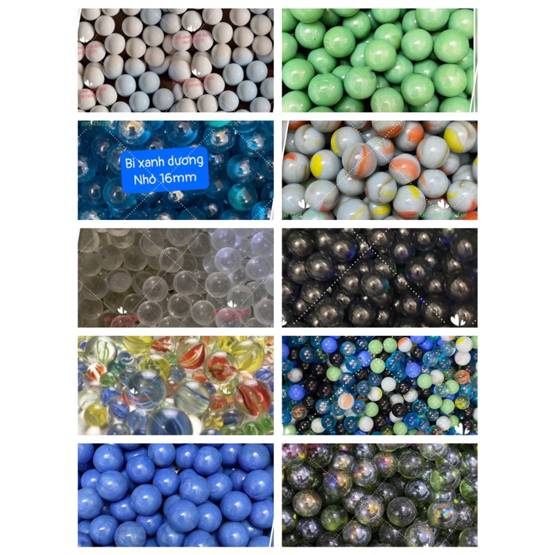 30 viên bi thuỷ tinh nhỏ 16mm các loại - bi ve truyền thống