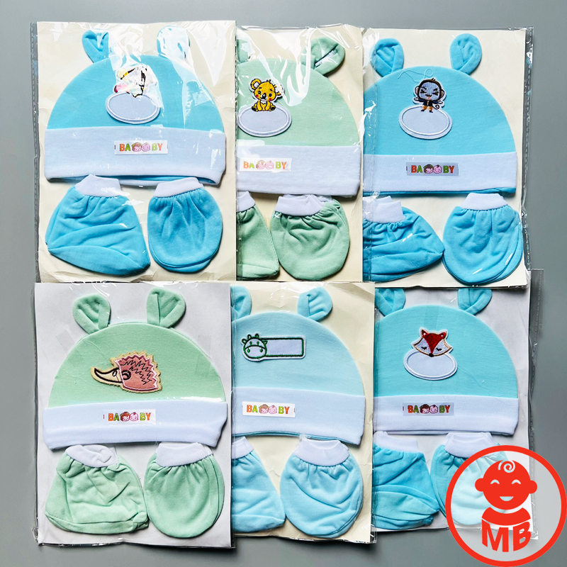 Sét mũ bao tay bao chân sơ sinh 5 MÓN chất đẹp đáng yêu cho bé SM01