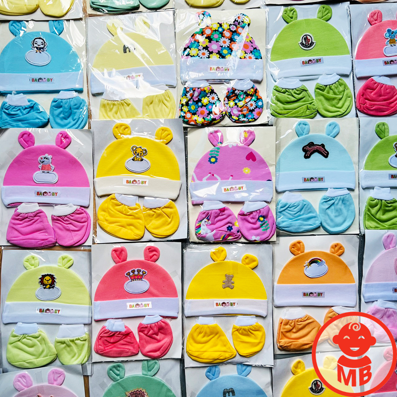 Sét mũ bao tay bao chân sơ sinh 5 MÓN chất đẹp đáng yêu cho bé SM01