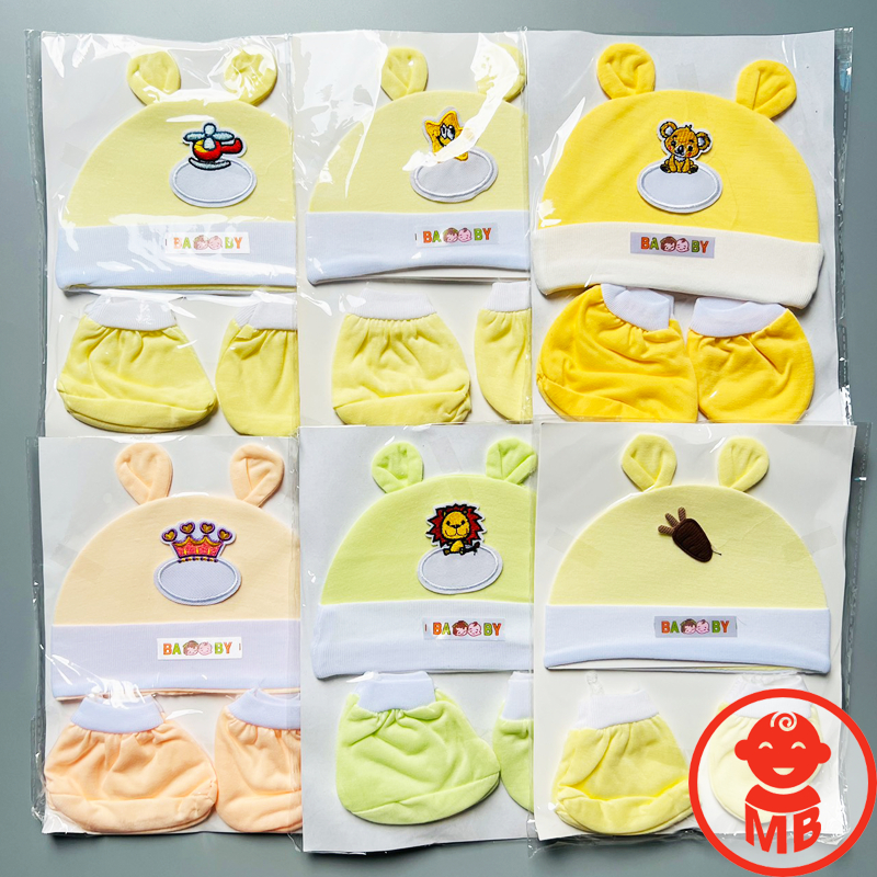 Sét mũ bao tay bao chân sơ sinh 5 MÓN chất đẹp đáng yêu cho bé SM01