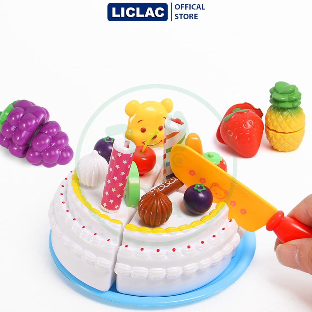 Bộ đồ chơi Cắt Bánh Sinh Nhật và Trái Cây chất liệu nhựa ABS an toàn cho bé, Đồ chơi trẻ em Bánh Kem Happy Birthday