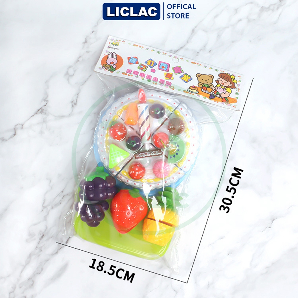 Bộ đồ chơi Cắt Bánh Sinh Nhật và Trái Cây chất liệu nhựa ABS an toàn cho bé, Đồ chơi trẻ em Bánh Kem Happy Birthday