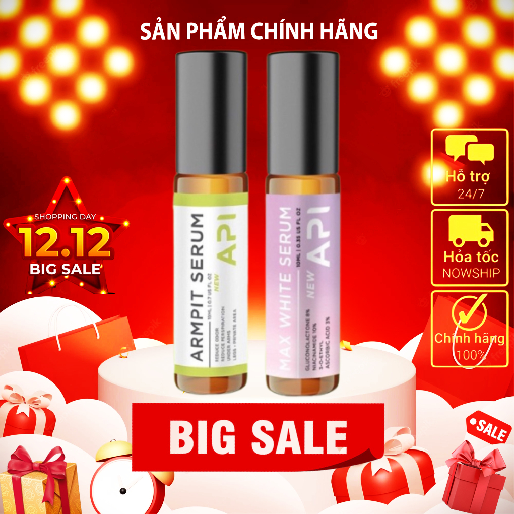 Serum Trắng Nách API Và Khử mùi hôi nách API , Son Nách API , Lăn Khử Mùi Ngăn Tiết Mồ Hôi 72h