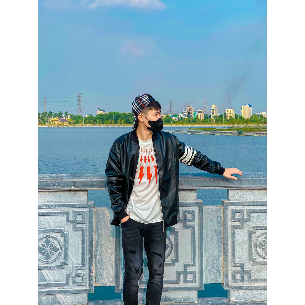 Áo khoác nam boy phố Da Thome Jacket May 4 sọc trắng