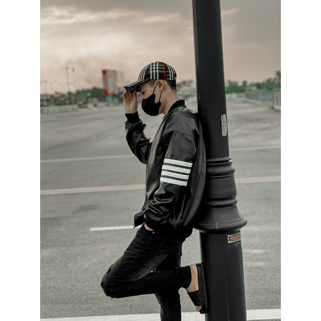 Áo khoác nam boy phố Da Thome Jacket May 4 sọc trắng